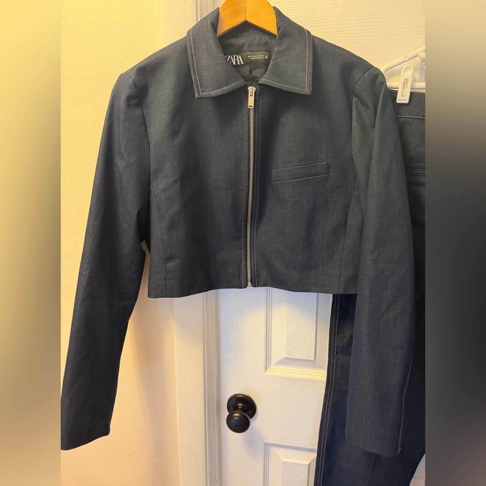 Zara Navy Blue Pants & Jacket Set - Picture 6 of 7